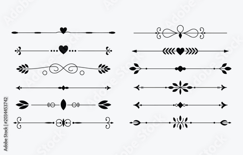 Vintage Decorative Borders and Text Dividers Vector Illustration