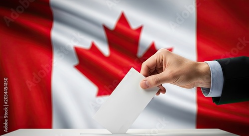 Canada voting election concept with hand casting ballot