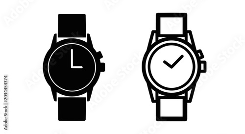 Photos Two Wristwatches With Different Dials Black Silhouette