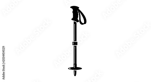 Tableau sur toile Hiking Pole Silhouette Against A White Background