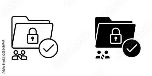 Schilderij op canvas Secured shared folder access with user permissions and verification icon