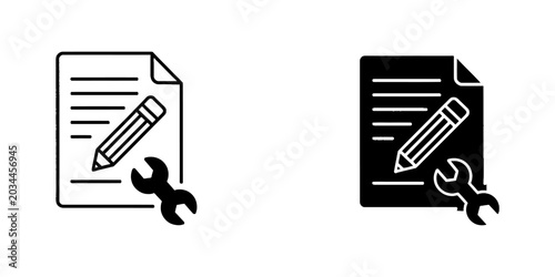 Canvastavla Document with pencil and wrench icon settings icon tool writing