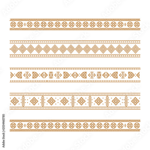 Ethnic Geometric Border Patterns and Tribal Ornaments Vector Illustration