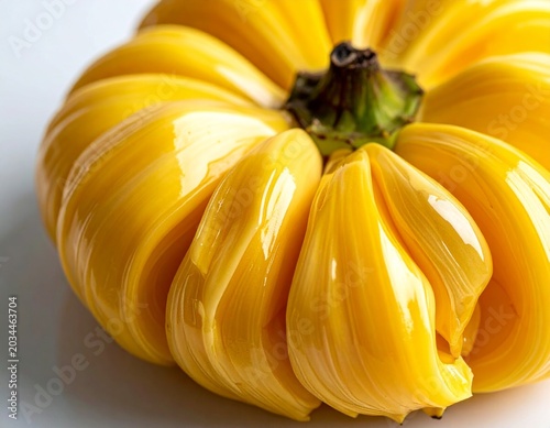 Vibrant Yellow Ripe Jackfruit Segments Revealed White Background