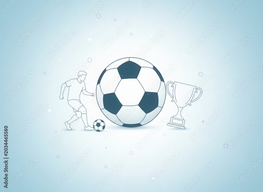 Naklejka premium Soccer player kicking ball with trophy illustration