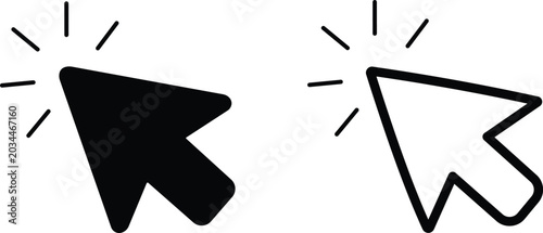 Fotografía Minimalist computer mouse cursor icons, black arrow pointer vector set, digital