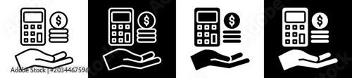 Photos Expenses Icon Black And White Vector Illustration.