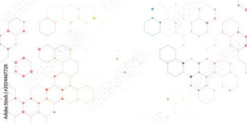Tableau sur toile Hexagonal Molecular structure abstract tech network pattern