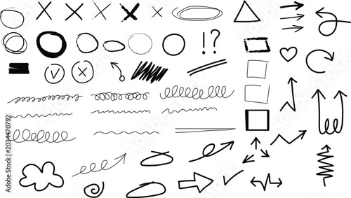Hand drawn doodle icons and symbols set