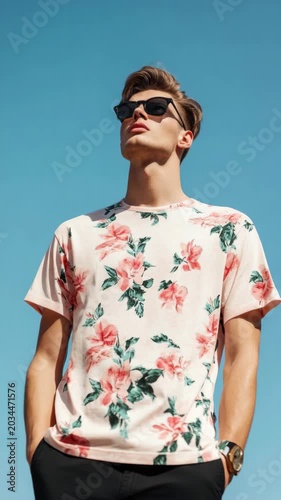 Model posing with trendy casual attire