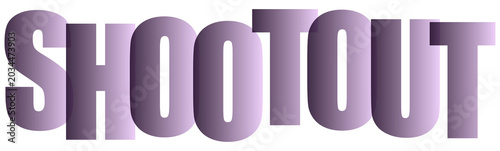 Photography Shootout typographic word art, purple gradient text design on white background,