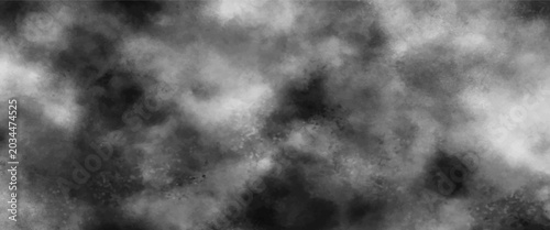 Abstract smoke exploding backdrop design cumulus clouds . Monochrome black and white ink effect watercolor. Grunge clouds or smog texture with stains Gray realistic fog or mist smokey illustration.	