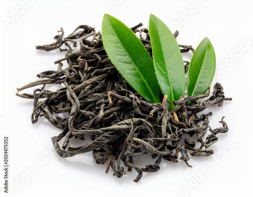 green tea with leaves