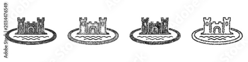 Bilde på lerret Monochrome sketch moat icon design set