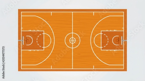 Top view of a basketball court with nobody