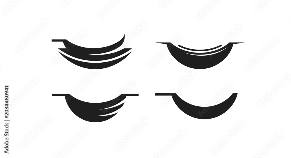 Naklejka premium Abstract curved lines logo elements, graphic design, minimal shapes, modern icon set