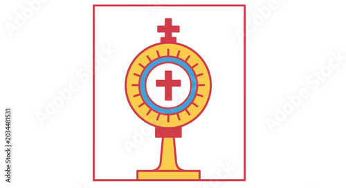 Foto monstrance icon religious symbol with cross line art style high quality