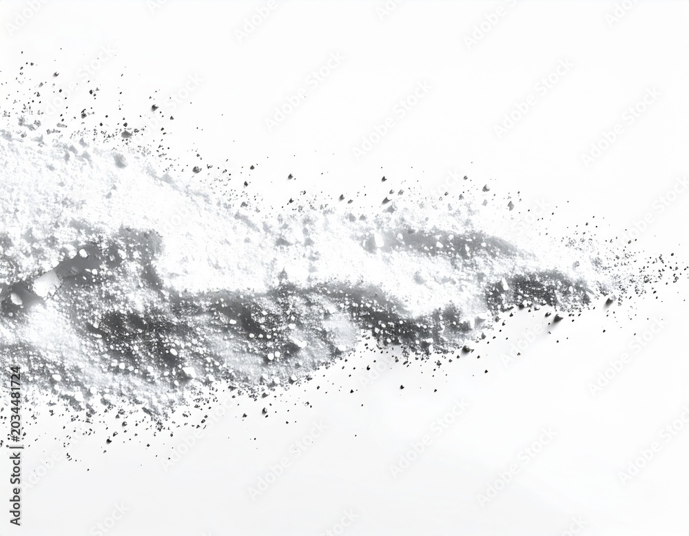 Obraz premium Abstract Particle Explosion with Gray Dust Against White Background