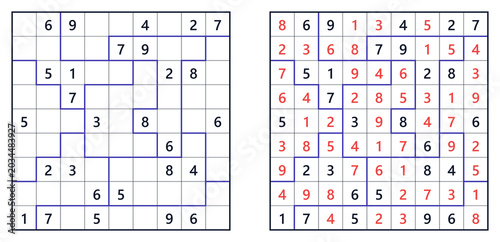 Jigsaw Sudoku puzzles for challenging level gameplay and solving  