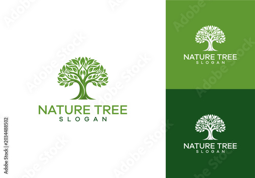 Vibrant green tree emblem design, symbolizing growth, life, and environmental consciousness, perfect for eco-friendly brands, natural products, and sustainable business identities