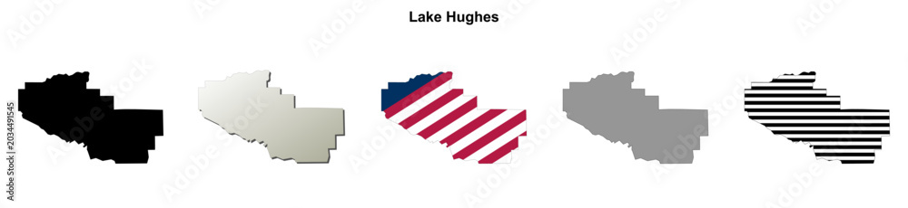 Fototapeta premium Lake Hughes (California) blank outline map