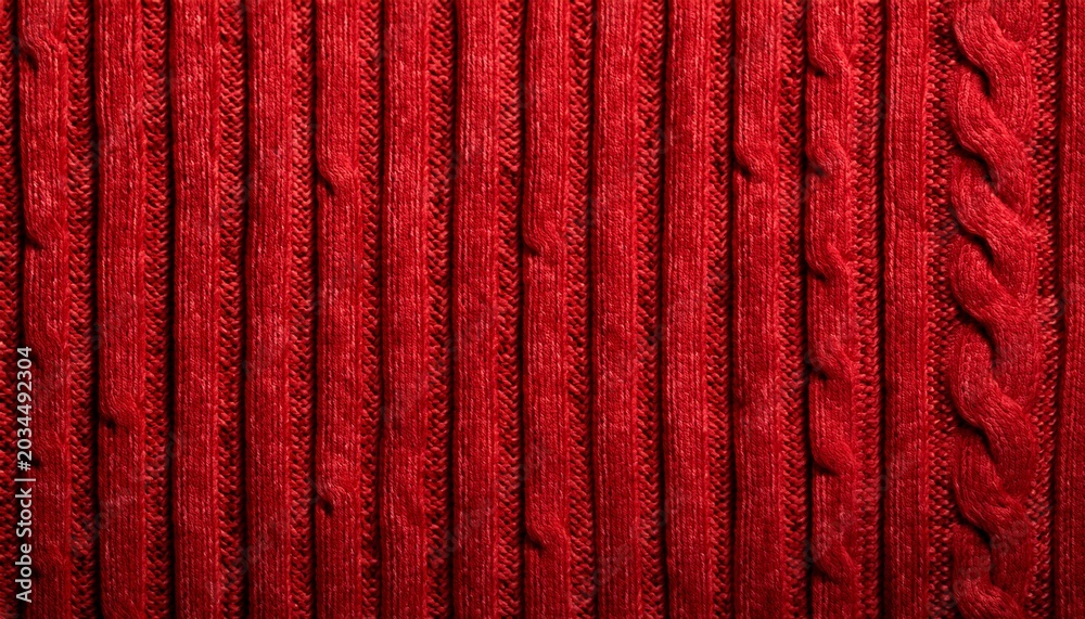 Fototapeta premium Christmas Background With Cozy Red Knitted Sweater Texture Perfect For Winter Holiday Season