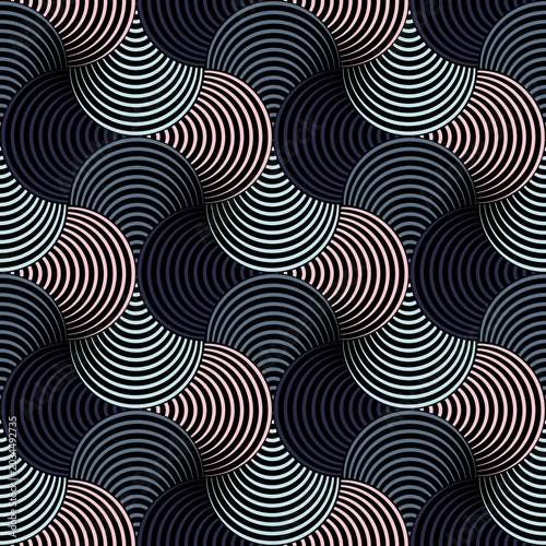 Wagara Japanese classic wave seamless wallpaper pattern. Intricate circle design. Sophisticated elegant backdrop. Stylish decorative backdrop.