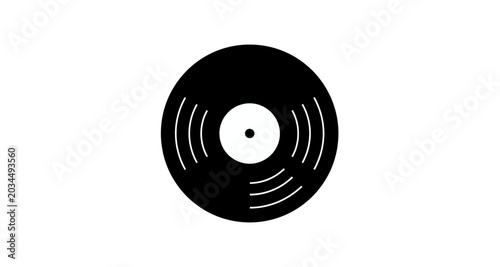 Tableau sur toile vinyl record silhouette on transparent background
