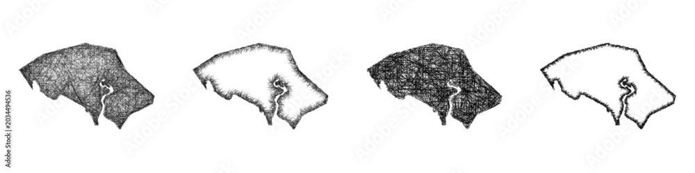Fototapeta premium Sketch Southampton (England) outline map design set