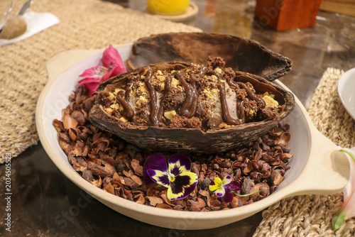 Bild auf Leinwand Decadent Cacao Ice Cream Dessert