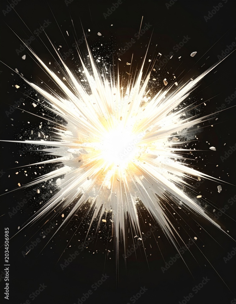 Obraz premium Dynamic White And Yellow Explosion With Streaks On Dark Background