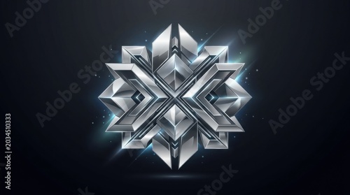 Shining Metallic Geometric Pattern on Dark Background