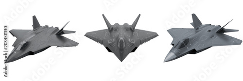 Foto Modern Stealth Fighter Jets Set: Advanced Military Combat Aircraft for Air Defense and Aviation Concepts