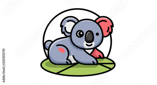 Photography Cartoon koala bear illustration on white