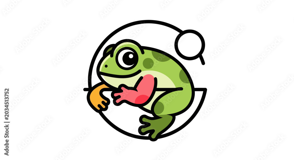 Fototapeta premium Cartoon frog illustration on white background