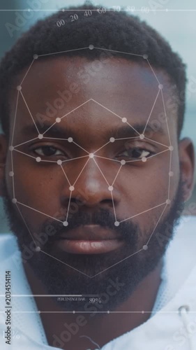 Highresolution portrait with facial recognition graphics and security verification in clinical setting