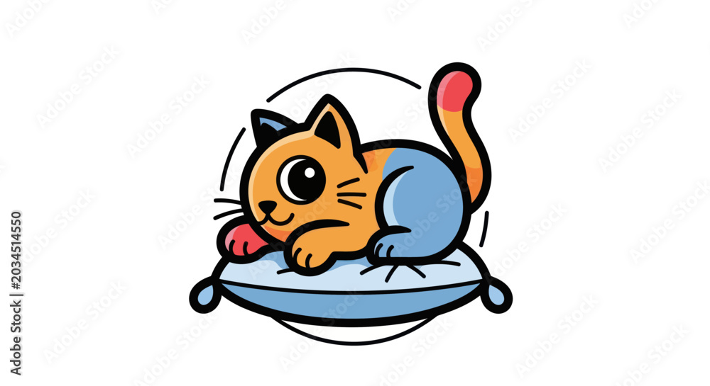 Fototapeta premium Cartoon cat on pillow