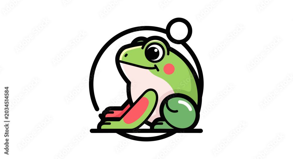 Fototapeta premium Cartoon frog illustration on white background
