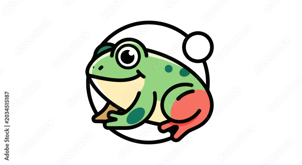Fototapeta premium Cartoon frog illustration on white background