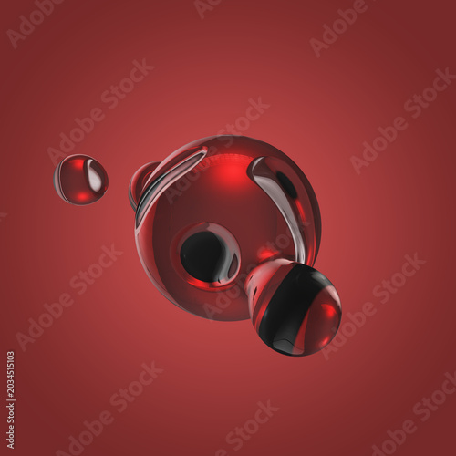 Red wine ball glass metaball on red background
