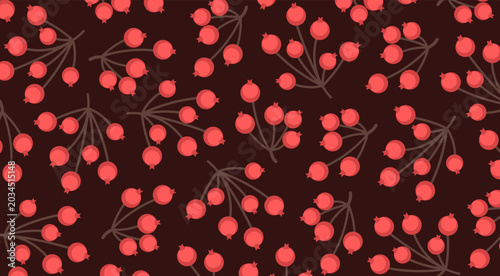 Fotografía Vibrant red berries xmas pattern