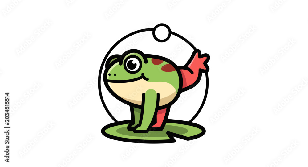 Fototapeta premium Cartoon frog doing yoga pose