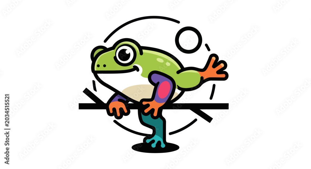Fototapeta premium Cartoon frog illustration on white background
