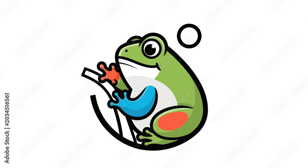 Obraz premium Cartoon frog illustration on white background