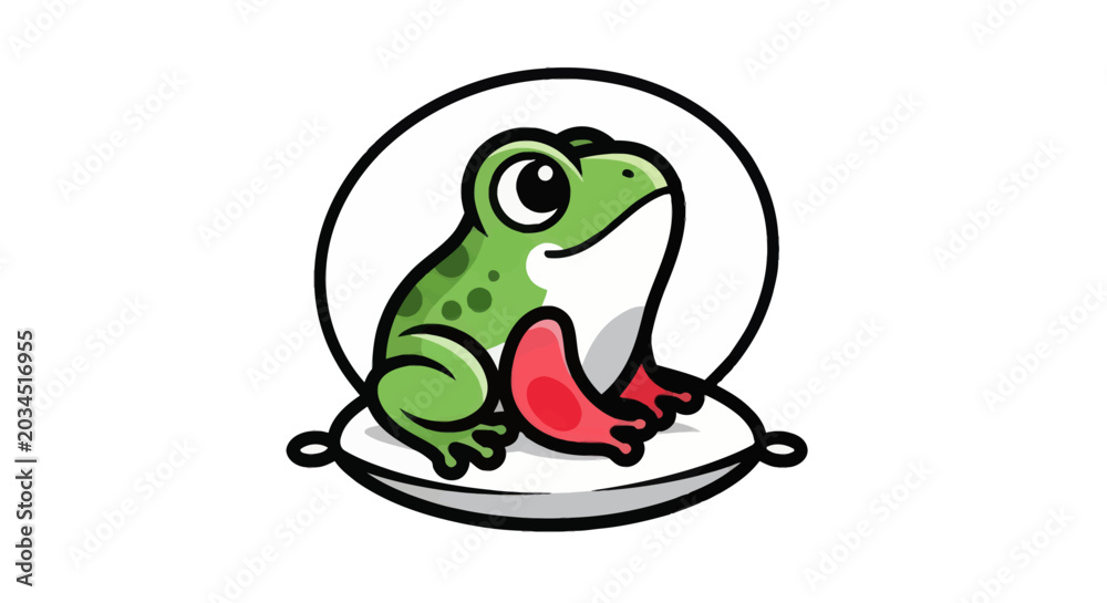 Fototapeta premium Cartoon frog illustration on pillow