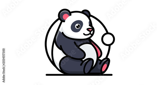 Cartoon panda sitting on white background