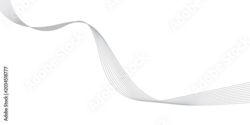 Bild auf Leinwand abstract flowing ribbon with fine lines in white and gray flowing diagonally on a clean white background, representing movement and elegance