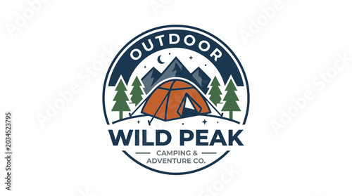 Fotografía Wild Peak Camping and Adventure Outdoor Logo Design