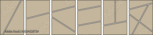 Foto A collection of six identical green rectangles with intersecting black lines on