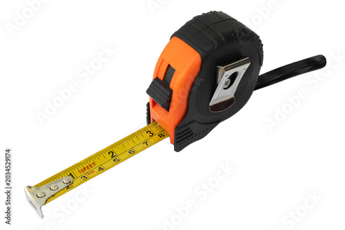 Measuring tape isolated on transparent background for construction and measurement concept